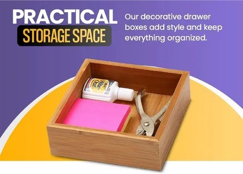 Miniatura 3 de YBM HOME Caja organizadora de cajones de bambú para cajón de cocina, oficina, dormitorio, habitación de los niños, manualidades, costura y baño