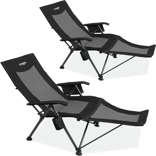 Miniatura 12 de Silla de camping reclinable para adultos, resistente, sillas reclinables plegables con respaldo alto ajustable de 6 posiciones, sillas de patio