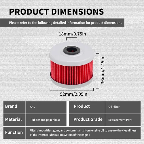 Miniatura 4 de AHL 113 Filtro de aceite 15412-HM5-010 15412-HM5-A10 compatible con Honda TRX350FE Rancher 4X4 ES 350 2000-2006 (paquete de 3)