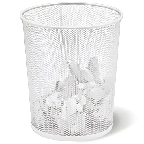 Miniatura 7 de Zeyune Paquete de 6 cubos de basura plateados de malla a granel de 4 galones de malla de alambre de metal, cesta de papel de desecho, redondo
