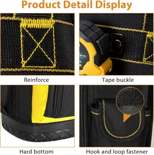 Miniatura 4 de Mochila de herramientas, bolsa de herramientas de trabajo con bolsillos multiusos, mochila de herramientas para reparador, electricista, manitas