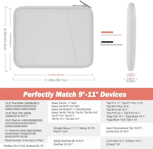 Miniatura 2 de MoKo Funda para tablet de 9 a 11 pulgadas, compatible con iPad Air M4/Pro M5 de 11 pulgadas, iPad A16 de 11 pulgadas, i-Pad 10/9/8/7th/Air 5/4th