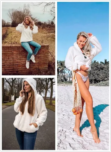 Miniatura 5 de Dokotoo - Sudadera con capucha para mujer, mullida, abrigada, informal, suelta, con bolsillos, ropa de exterior, tallas S-XXL
