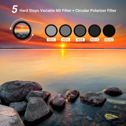 Miniatura 2 de PROfezzion Filtro ND variable de 2.047 in ND2-ND32 y filtro CPL, densidad neutra ajustable 2 en 1 y filtro polarizador circular para lente de cámara