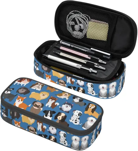 Miniatura 11 de Estuche organizador de lápices con patrón de gato negro, gran capacidad, papelería con cremallera, suministros escolares, bolsa para lápices