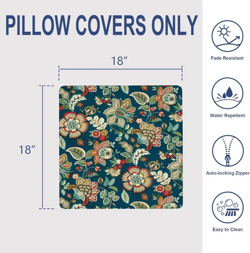 Miniatura 889 de Juego de 2 almohadas para exteriores de 16 x 16 pulgadas, repelentes al agua con interiores, para muebles de patio, hogar, jardín, geometría bohemia
