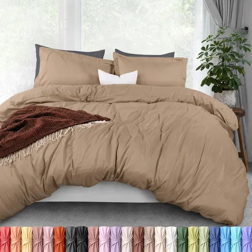 Miniatura 9 de Utopia Bedding Juego de funda de edredón tamaño individual - 2 piezas con cierre de cremallera - 1 funda de edredón 68X90 pulgadas y 1 funda de Beige