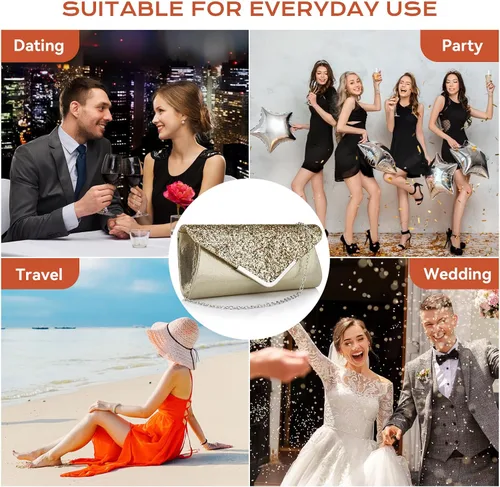 Miniatura 6 de Bolsa de noche para mujer, bolso de mano para fiesta, bolso de hombro para boda