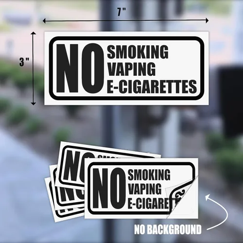 Miniatura 2 de Adhesivo de no fumar y no vapear – No cigarrillos electrónicos (paquete de 2) 7 x 3 pulgadas para automóvil, vehículos, oficina, negocios, hogar