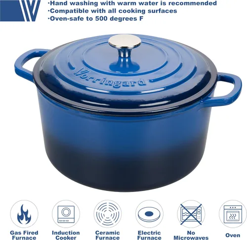 Miniatura 3 de VORRINGARD Olla de horno holandés de hierro fundido esmaltada con tapa, para hornear pan de masa madre, hornos holandeses redondos, 4.5 cuartos