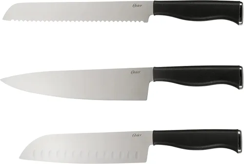 Miniatura 2 de Oster Langmore - Juego de 15 piezas de cuchillos de acero inoxidable con mangos negros – Juego completo de cuchillería de cocina en caja de Negro
