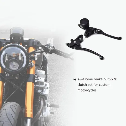 Miniatura 2 de 0011 Palancas Universales de Motocicleta de 7/8" Cilindro Maestro de Freno Hidráulico con Depósito Juego de Palanca de Embrague para Cafe Racer