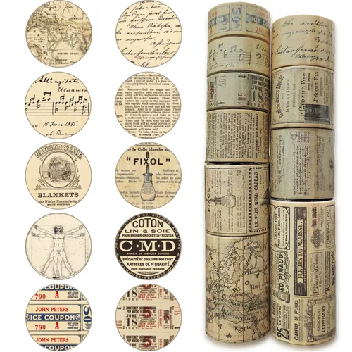 10 rollos (totalmente 98 pies/30m) juego de cintas Washi vintage, cinta adhesiva enmascarante de decoración de estilo nostálgico para manualidades