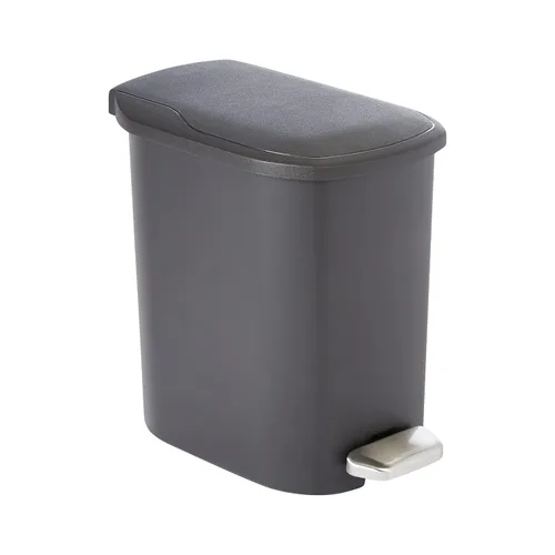 Amazon Basics Basurero de plástico compacto para baño con tapa de cierre suave, pedal manos libres, cubo interior extraíble, 6 litros/1.6 galones,