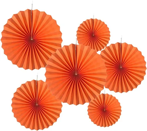 Miniatura 4 de MOWO Abanicos de papel negro para colgar decoración (negro, 6 piezas)