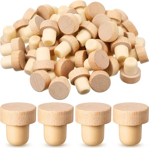 Miniatura 11 de Yalikop 96 Piezas de Tapones de Corcho en Forma de T Reutilizables de Madera y Goma para Botellas de Vino y Cerveza