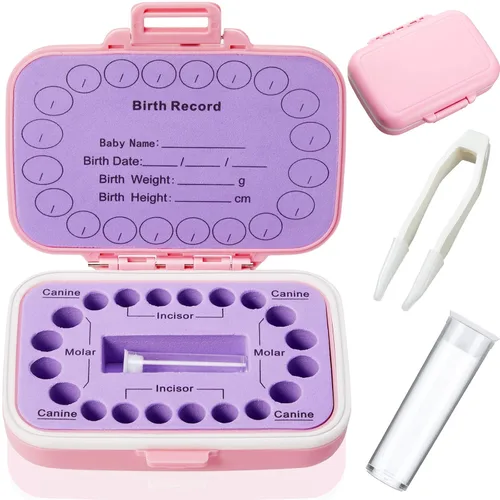 Jetec Caja de dientes de bebé, recuerdo para niños, soporte de almacenamiento de dientes, organizador de dientes para niños, caja de hadas con