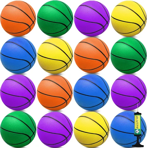 Miniatura 11 de Oleitodh Juego de 40 mini pelotas de baloncesto inflables de 6 pulgadas, juego de baloncesto pequeño de PVC para juegos de aro de puerta, regalos