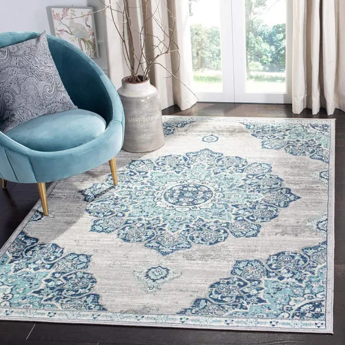 Miniatura 7 de SAFAVIEH Brentwood Collection - Alfombra decorativa de 2 x 4 pies, diseño desgastado de medallón, no desprende pelusa y de fácil cuidado, ideal