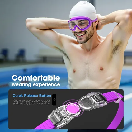 Miniatura 5 de Gafas de natación para adultos, paquete de 2 gafas de natación con visión amplia para hombres, mujeres, jóvenes, adolescentes, gafas de natación
