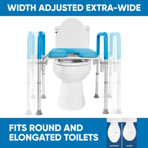 Miniatura 3 de Ultimate - Asiento de inodoro elevado con asas, acolchado, reposabrazos, altura ajustable, asiento de inodoro elevado premium para seguridad de baño