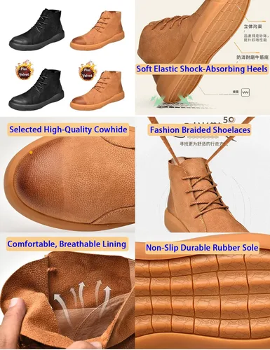 Miniatura 2 de Botas de cuero Chelsea para hombre, estilo casual, para otoñoinvierno, antideslizantes, para negocios, Oxford, trabajo, viajes, botines Chukka