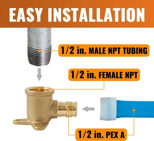 Miniatura 4 de SUNGATOR Paquete de 2 codos de oreja NPT hembra PEX A de expansión de 1/2 "x 1/2", ASTM F1960 solo para tubos Pex-A