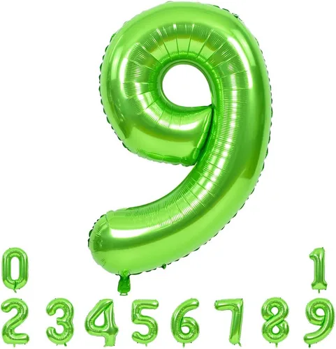 Miniatura 14 de TONIFUL Globos grandes de 40 pulgadas con números verdes del 0 al 9, número 8, globos digitales de aluminio de helio Mylar con números grandes
