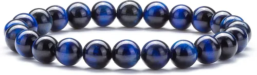 Hamoery Pulsera elástica para hombre y mujer, 0.315 in, piedra natural, con difusor de roca de lava, pulsera elástica de cuentas de ágata para yoga