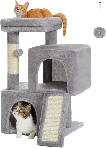 Miniatura 8 de PAWZ Road Árbol para gatos, torre para gatos de 30 pulgadas con condominios dobles para gatos de interior, casa de felpa para gatos con percha