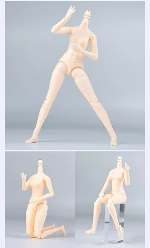 Miniatura 6 de Mini cuerpo de muñeca YMY escala 1/6 de 8.6 pulgadas/9.4 pulgadas, cuerpo femenino YMY22/YMY24 PVC+POM busto de dos tamaños, color de piel Whity