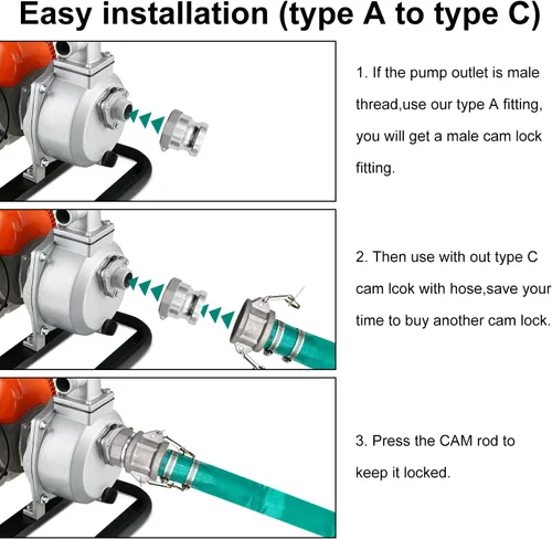 Miniatura 6 de SAFBY Manguera de descarga de bomba de agua con accesorios de aluminio Camlock A C E F, manguera de drenaje de retrolavado resistente de tres capas