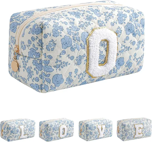 Miniatura 19 de Bolsa de maquillaje alfabética JOVAKIT, bolsa de cosméticos para mujeres, regalos de Navidad para niñas de 6 a 18 años, neceser de viaje con flores