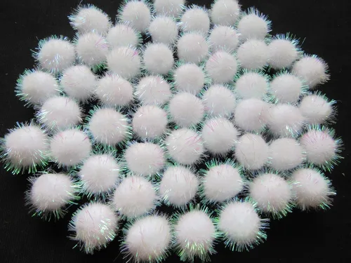 Miniatura 8 de YYCRAFT 100 pompones de oropel con purpurina para manualidades, decoración de fiesta de Navidad, juguetes para gatos (0.98 pulgadas, negro)