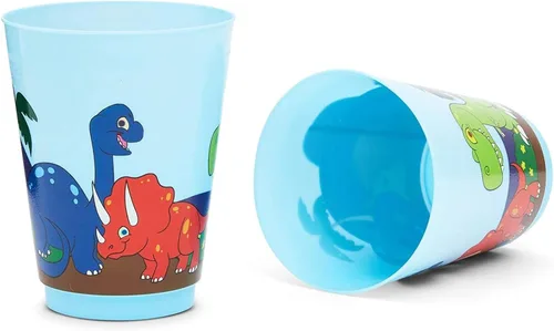 Miniatura 2 de BLUE PANDA Paquete de 16 tazas de dinosaurio de plástico para niños, recuerdos de fiesta de dinosaurios de dibujos animados para suministros