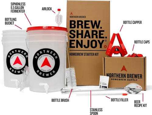 Miniatura 2 de Cerveza. Compartir. Disfruta. Kit para comenzar a hacer cerveza artesanal con kit de recetas Block Party cerveza Amber Ale y caldera
