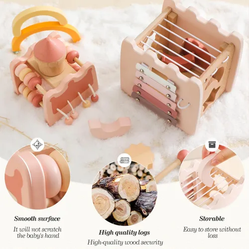 Miniatura 5 de Youuys Cubo de actividades de madera 9 en 1, juguetes Montessori para niños y niñas de más de 3 años, juguetes educativos multiusos de aprendizaje