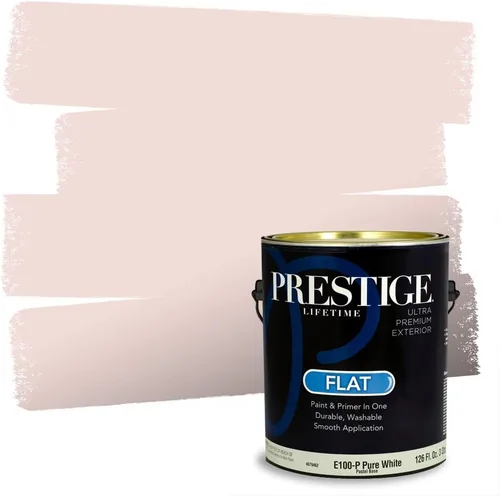 Miniatura 48 de Prestige Paints E100-T-SW6591 Pintura exterior e imprimación en uno, 1 galón, plano, combinación comparable de Sherwin Williams Amaryllis, 1 galón