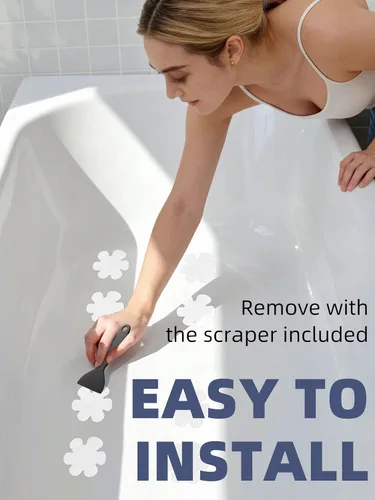 Miniatura 6 de Secopad - Adhesivos antideslizantes para bañeras, peldaños de seguridad para la ducha, apliques adhesivos con raspador premium (blanco)