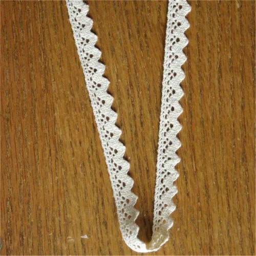Cinta de algodón de ganchillo de 15 yardas con borde de encaje festoneado de 1/2 pulgada de ancho, adornos de estilo vintage, bordados de tela,