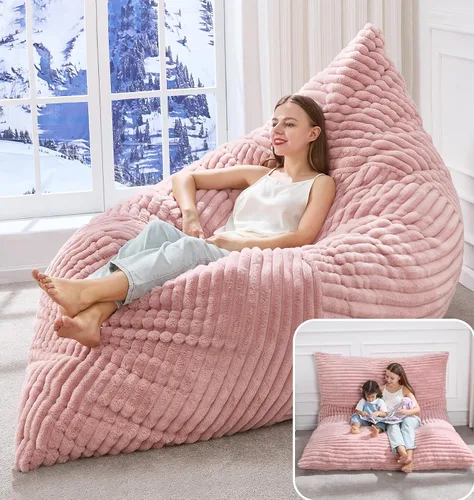 Miniatura 10 de Hobestluk Silla Puf 3 en 1, Sillas Puf Gigantes para Adultos con Cubierta de Burbujas, Cojín de Suelo Convertible con Cubierta Lavable a Máquina