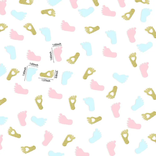 Miniatura 5 de Huella de confeti para baby shower para revelación de género, decoración de mesa de fiesta, regalo de fiesta de género para bebé, caja