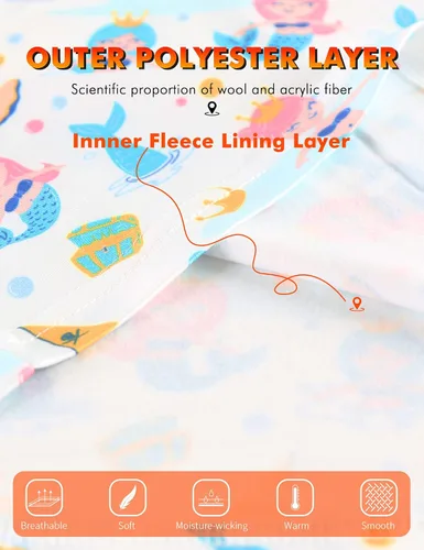 Miniatura 3 de MANCYFIT Ropa interior térmica para niñas, con forro polar largo, capa base para niños, ultra suave