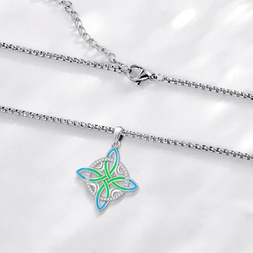 Miniatura 87 de Collar de pentagrama de plata de ley con triple luna, diosa celta, nudo celta, nudo de brujas, Ankh, sol y luna, Hécate, lilith, Santa Muerte