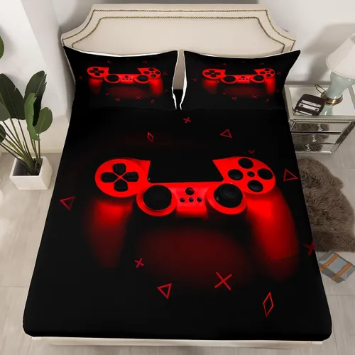 Miniatura 31 de Juego de sábanas para niños gamepad regalo para adolescentes, ropa de cama para niños, niñas, hombres jóvenes, videojuegos, sábana bajera ajustable