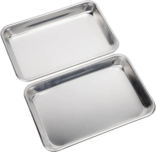 Miniatura 7 de KITCHENATICS Bandeja de aluminio para brazo de gitano de 15 x 10 pulgadas y estante de acero inoxidable, bandeja para hornear con estante