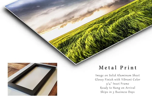 Miniatura 2 de Storm Wall Art (Ready to Hang) Metal Print of Supercell Thunderstorm Over Wheat Field on Stormy Spring Day in Kansas Weather Photography Nature