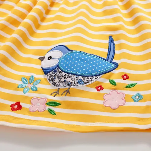 Miniatura 5 de KISSOURBABY Vestido de manga corta de algodón suave para niñas pequeñas, vestido casual de dibujos animados