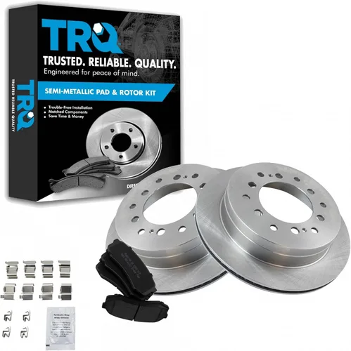 Miniatura 121 de TRQ Juego de pastillas de freno semimetálicas traseras y rotores compatibles con Chevrolet Trailblazer 02-06 Trailblazer EXT 04-06 SSR 02-07 GMC