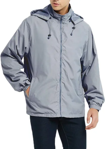 Miniatura 10 de Chaqueta impermeable cortavientos ligera para hombre con capucha extraíble
